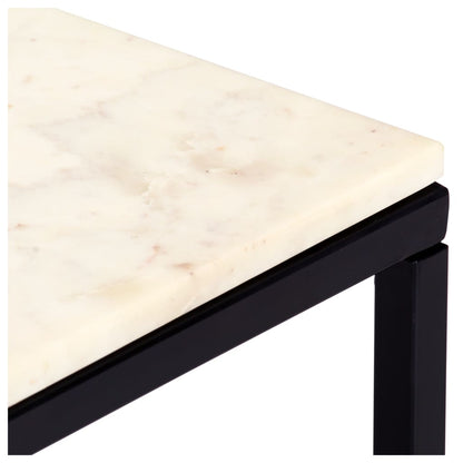 Tavolino da Caffè Bianco 60x60x35 cm Pietra Vera Testura Marmo - homemem39