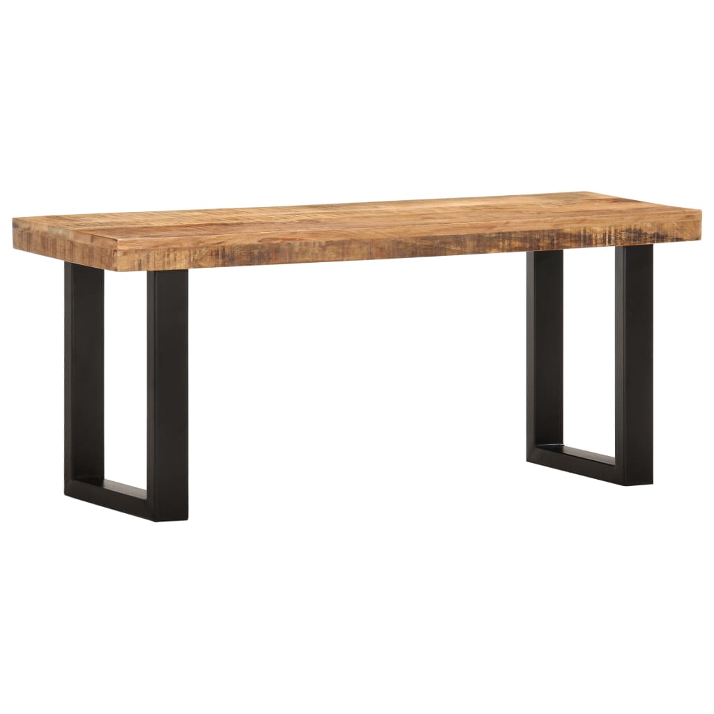 Panca 110 cm in Legno Massello di Mango e Acciaio - homemem39