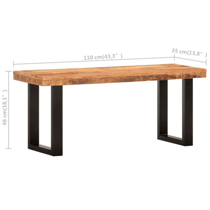 Panca 110 cm in Legno Massello di Mango e Acciaio - homemem39