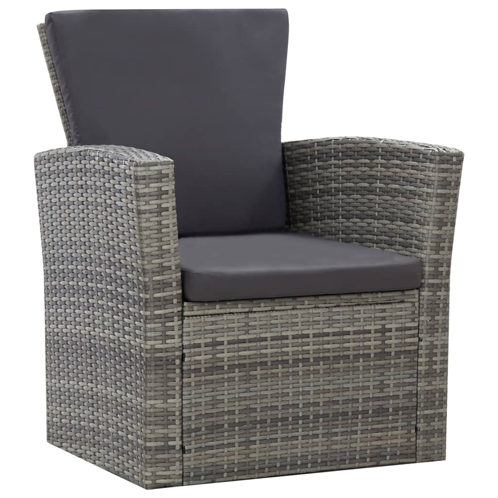 Set Divani da Giardino 4 pz con Cuscini in Polyrattan Grigio - homemem39