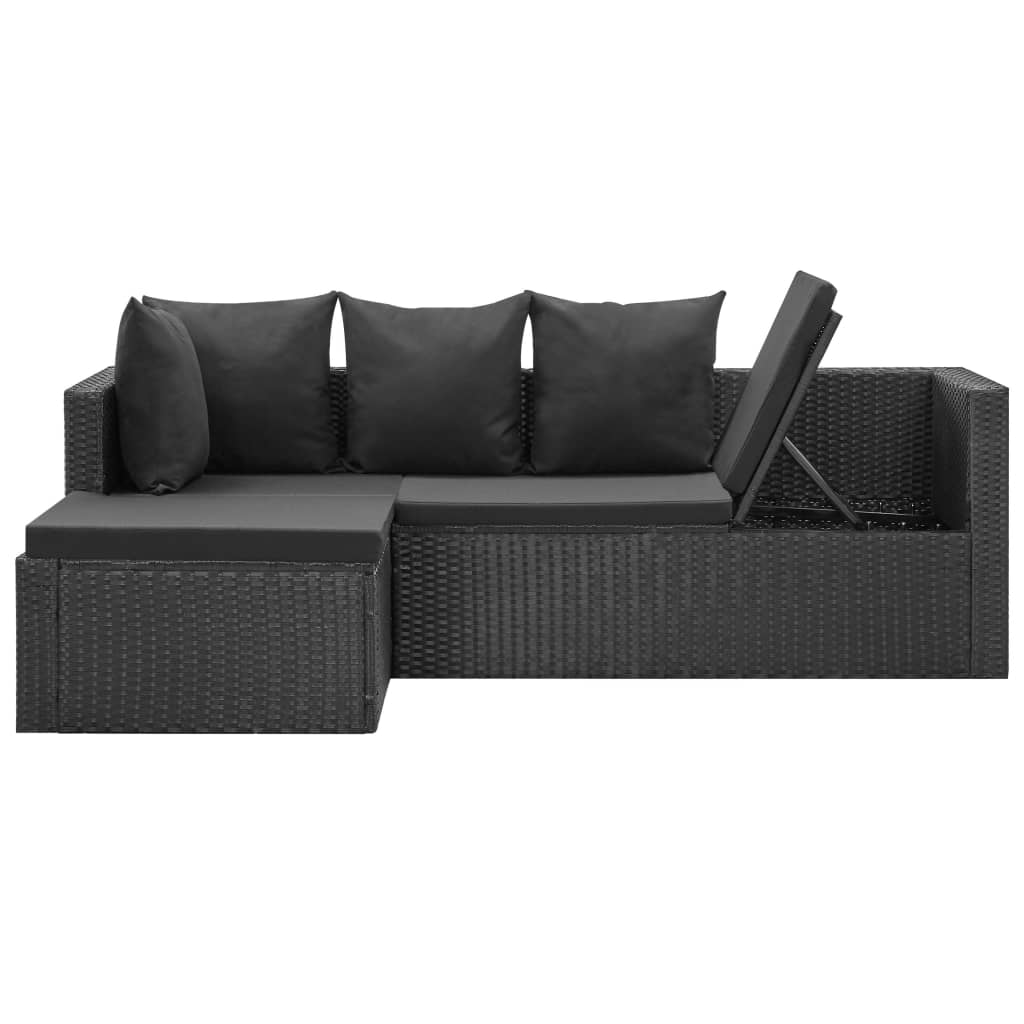 Set Divani da Giardino 4 pz Nero con Cuscini in Polyrattan - homemem39