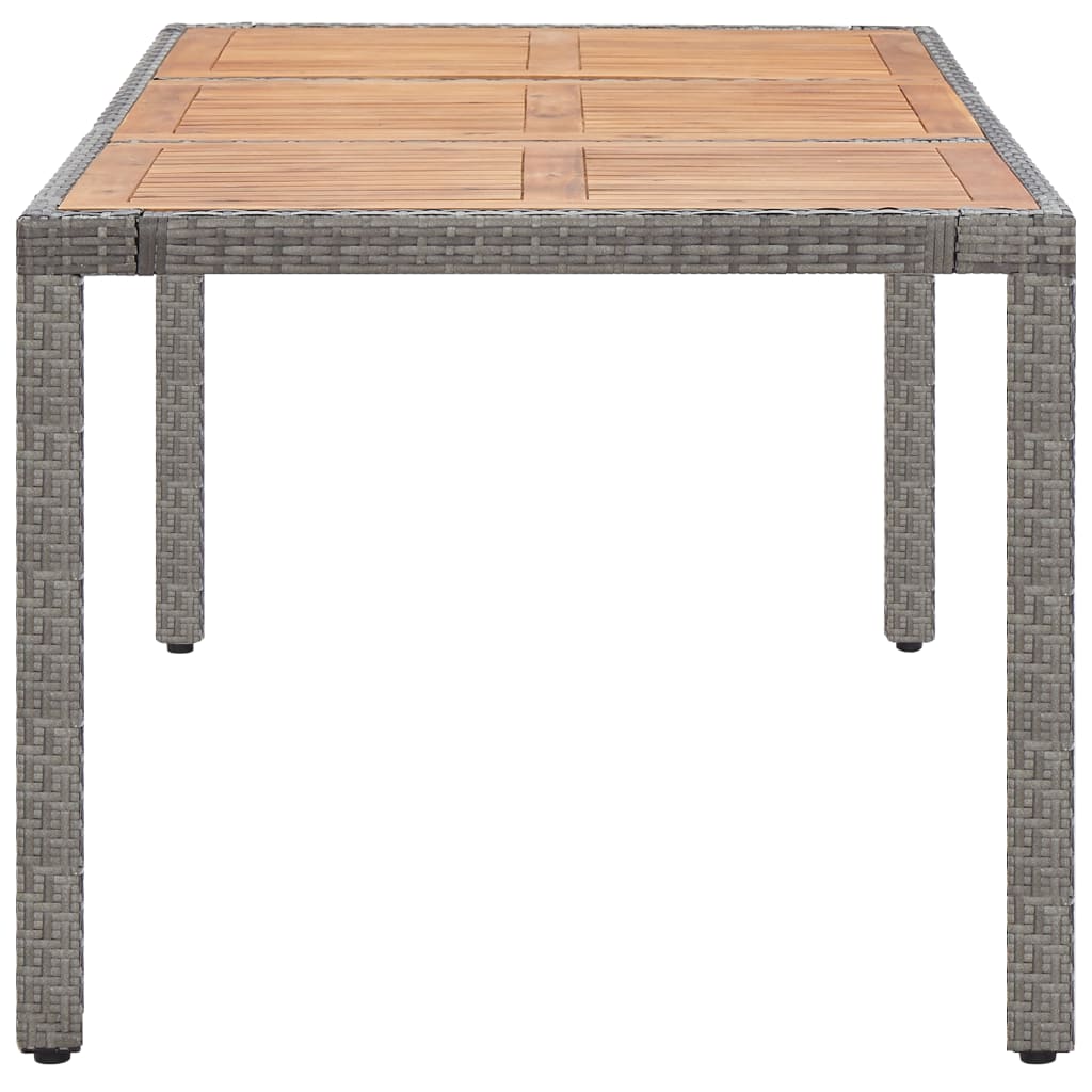 Tavolo Giardino Grigio 190x90x75cm Polyrattan Massello d'Acacia - homemem39