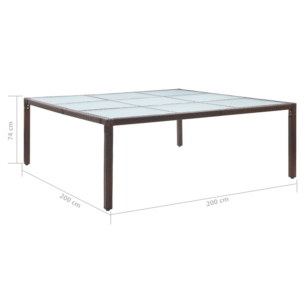 Tavolo da Giardino Marrone 200x200x74 cm in Polyrattan - homemem39