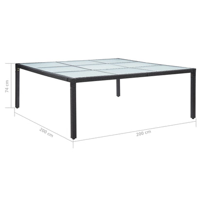 Tavolo da Giardino Nero 200x200x74 cm in Polyrattan - homemem39