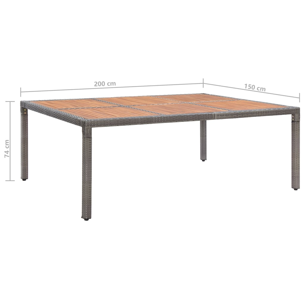 Tavolo da Giardino Grigio 200x150x74cm Polyrattan Legno Acacia - homemem39