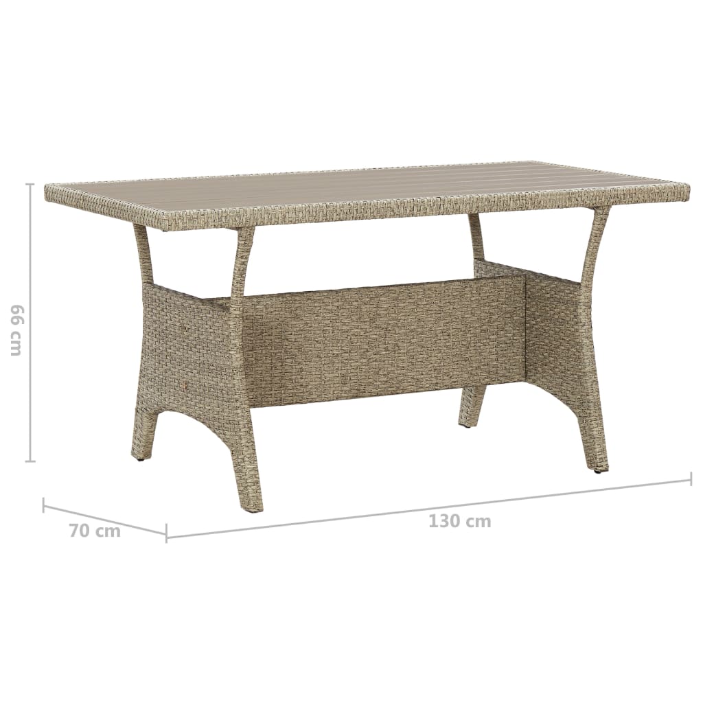 Tavolo da Giardino Grigio 130x70x66 cm in Polyrattan - homemem39