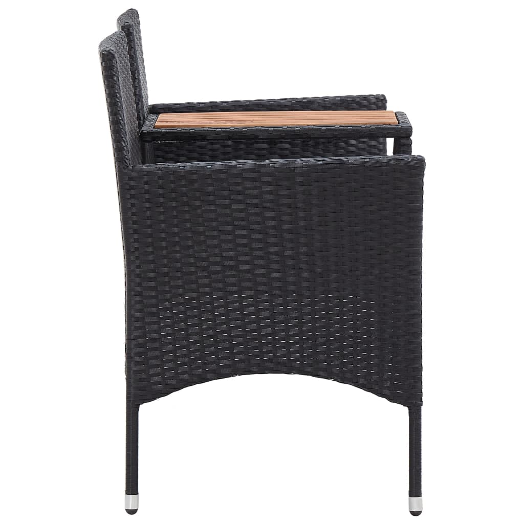 Panca da Giardino a 2 Posti con Tavolino 143 cm Polyrattan Nero - homemem39