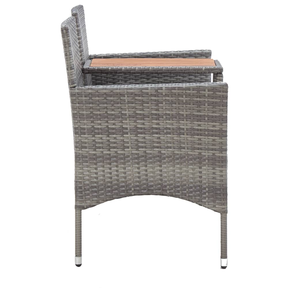 Panca da Giardino 2 Posti con Tavolino 143 cm Polyrattan Grigio - homemem39