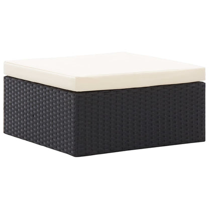 Lettino Prendisole con Tetto Nero in Polyrattan - homemem39