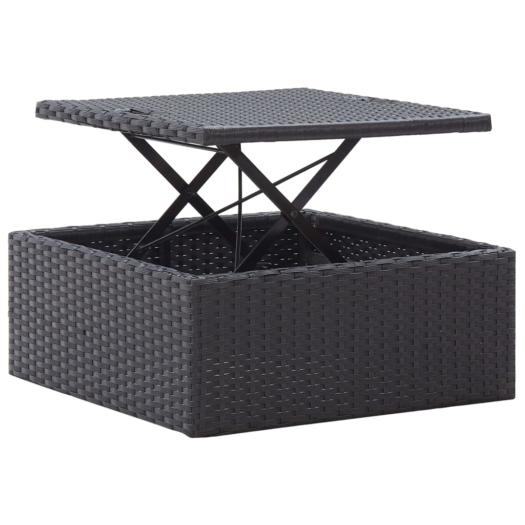 Lettino Prendisole con Tetto Nero in Polyrattan - homemem39