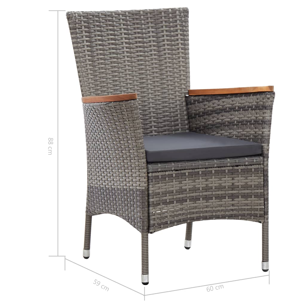 Set da Pranzo da Giardino 9 pz con Cuscini in Polyrattan Grigio - homemem39