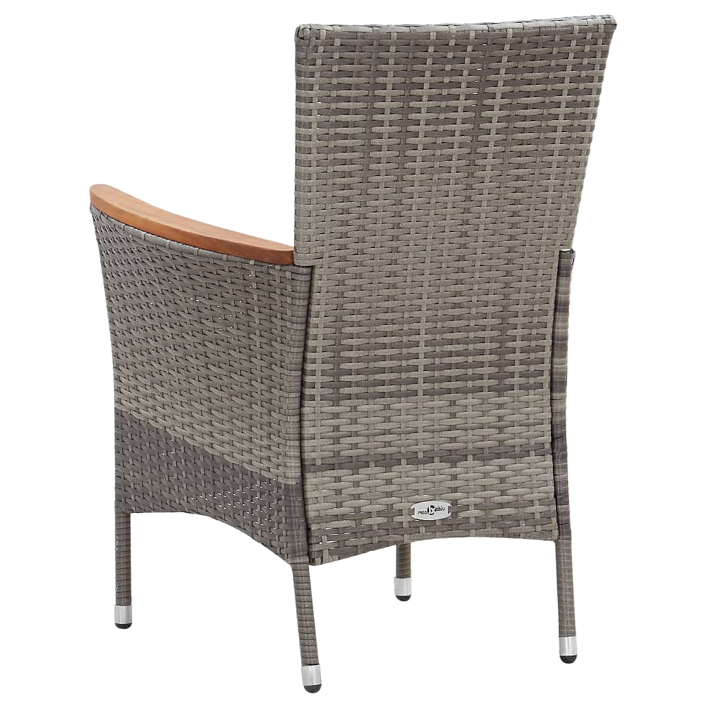 Set da Pranzo da Giardino 9 pz con Cuscini in Polyrattan Grigio - homemem39