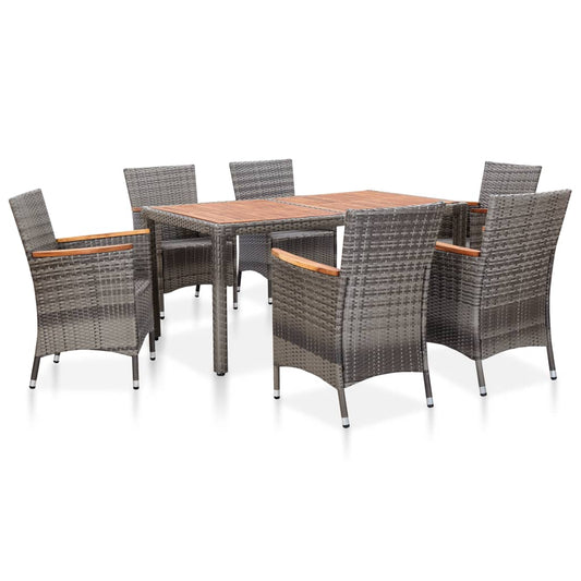 Set da Pranzo da Giardino 7 pz con Cuscini in Polyrattan Grigio - homemem39