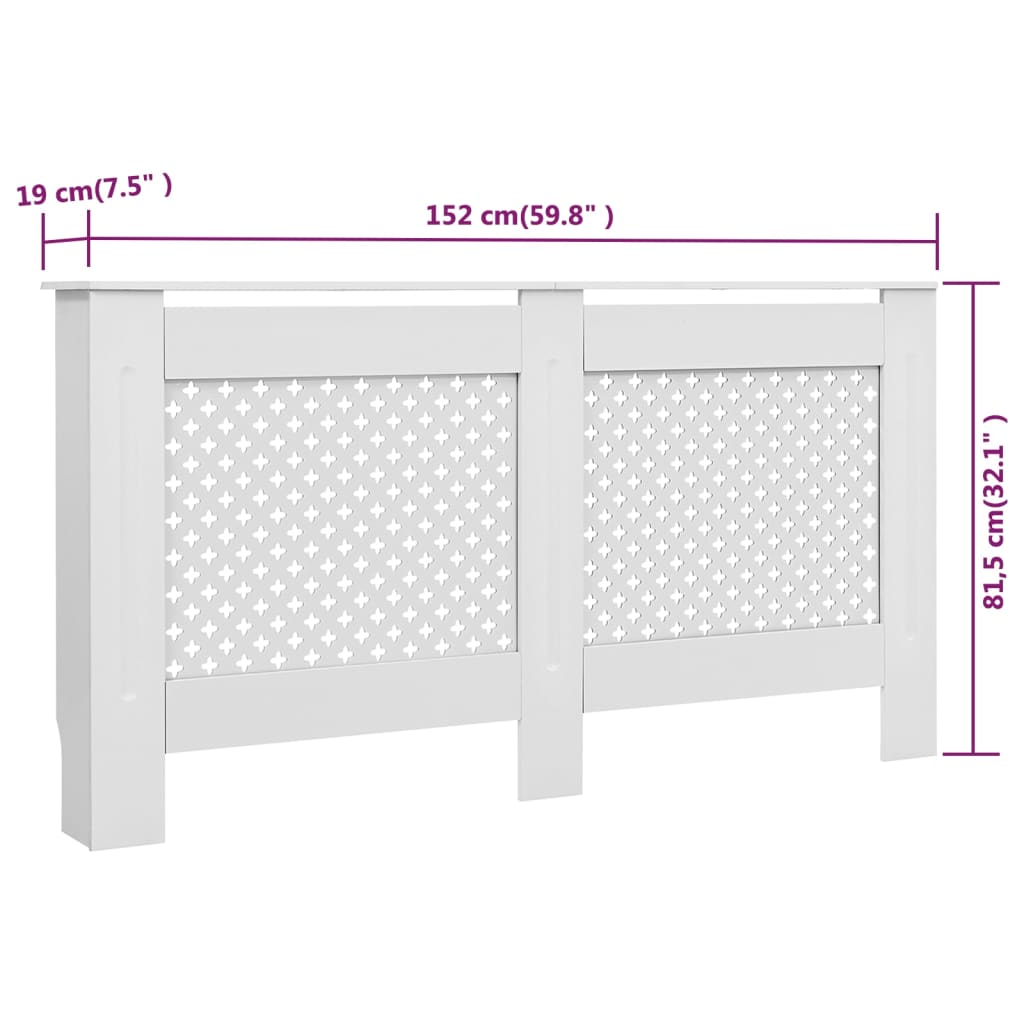 Coperture per Radiatori 2pz Bianche 152x19x81,5 cm in MDF - homemem39