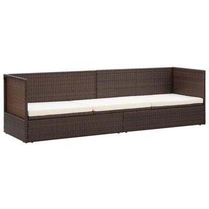 Lettino da Giardino con Cuscini in Polyrattan Marrone - homemem39