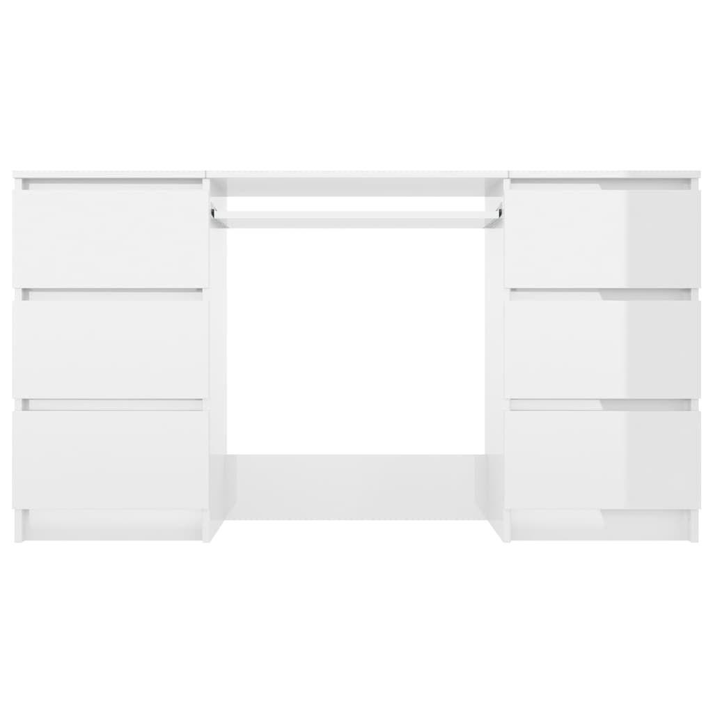 Scrivania Bianco Lucido 140x50x77 cm in Legno Multistrato - homemem39