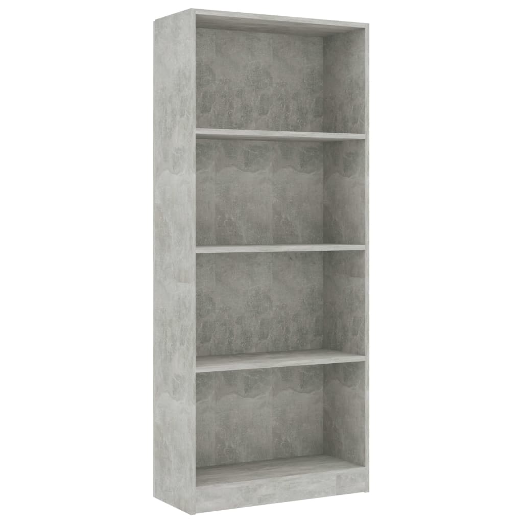 Libreria a 4 Ripiani Grigio Cemento 60x24x142 cm in Truciolato - homemem39