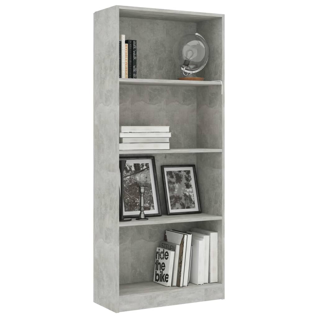 Libreria a 4 Ripiani Grigio Cemento 60x24x142 cm in Truciolato - homemem39