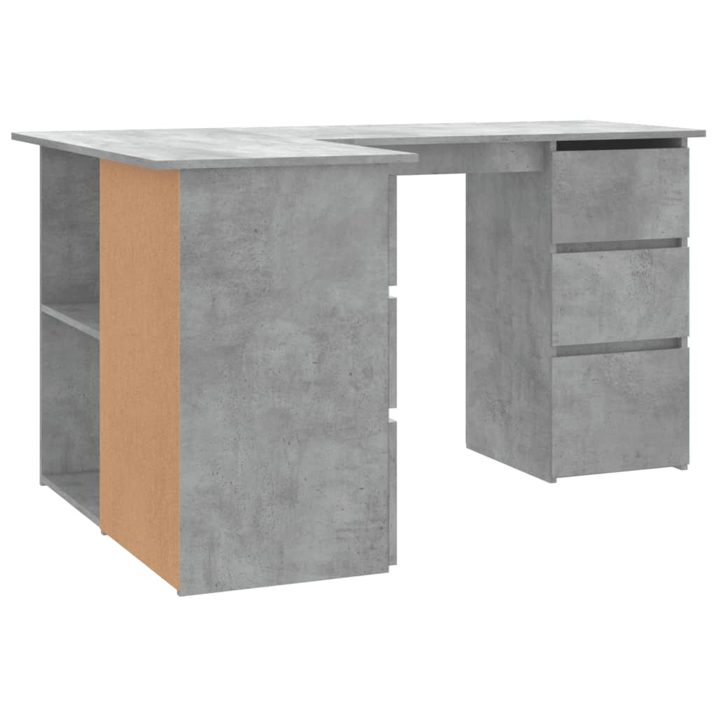 Scrivania Angolo Grigio Cemento 145x100x76 cm Legno Multistrato - homemem39