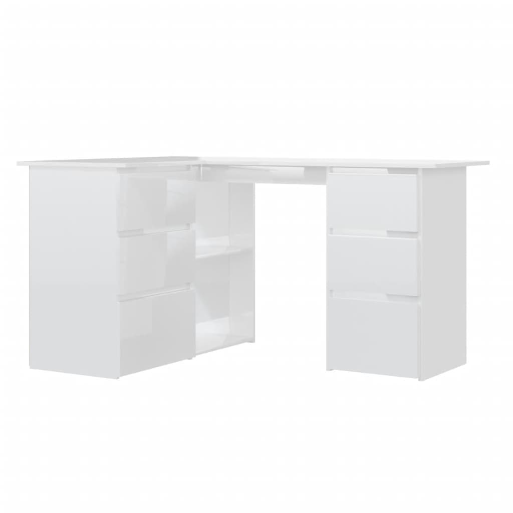 Scrivania Angolo Bianco Lucido 145x100x76 cm Legno Multistrato - homemem39