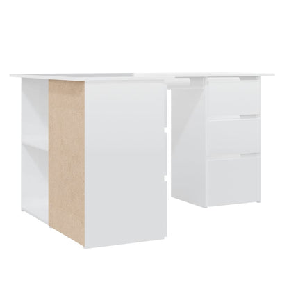 Scrivania Angolo Bianco Lucido 145x100x76 cm Legno Multistrato - homemem39