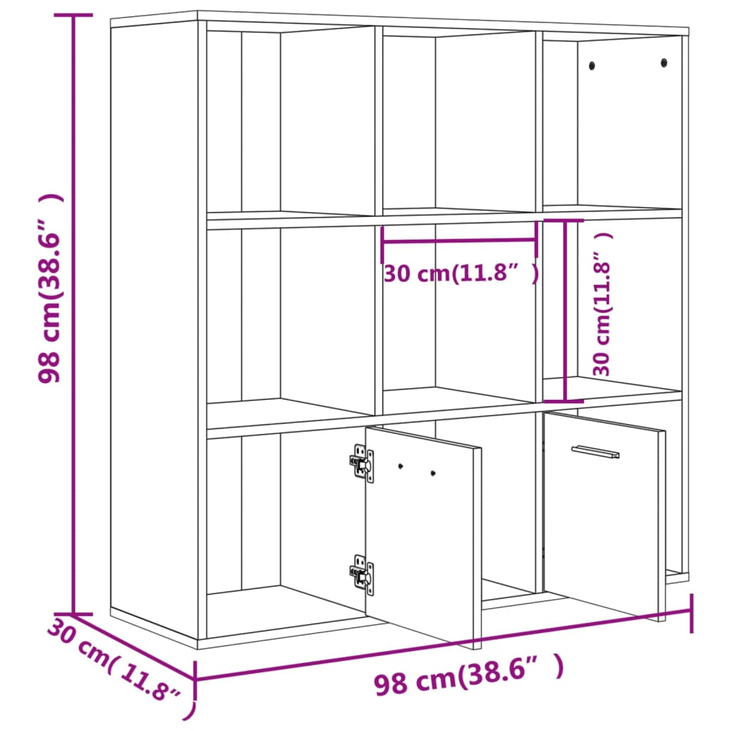 Libreria Grigio Cemento 98x30x98 cm in Legno Multistrato - homemem39