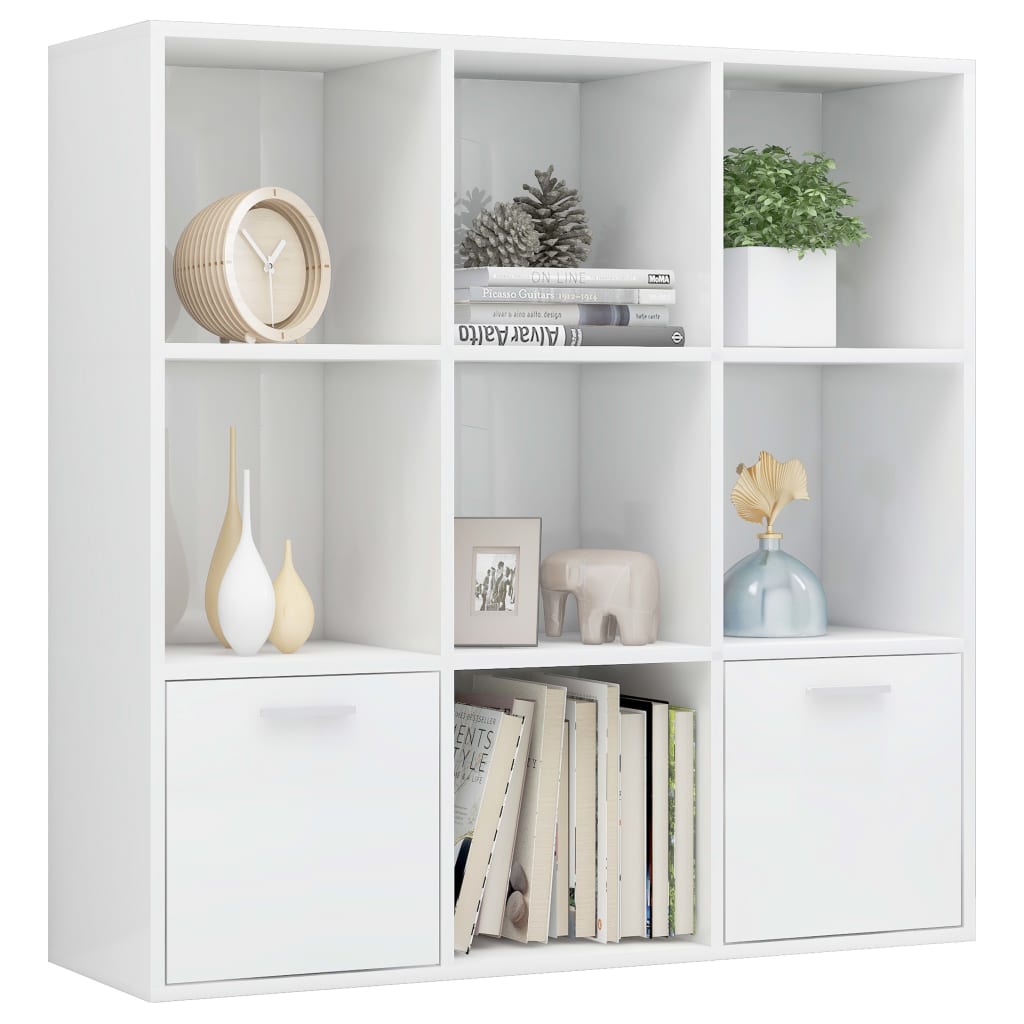 Libreria Bianco Lucido 98x30x98 cm in Legno Multistrato - homemem39