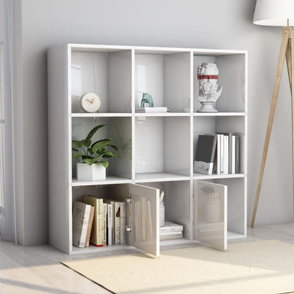 Libreria Bianco Lucido 98x30x98 cm in Legno Multistrato - homemem39