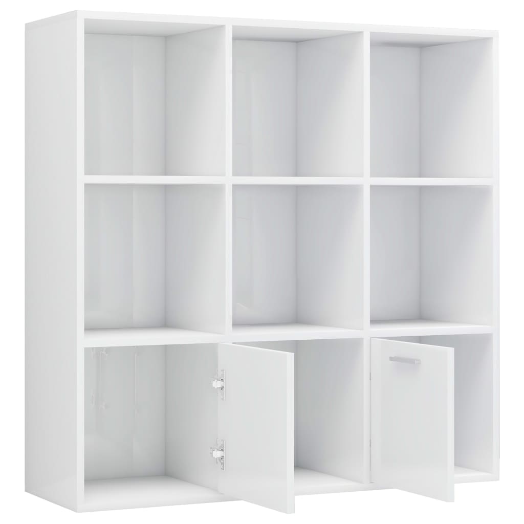 Libreria Bianco Lucido 98x30x98 cm in Legno Multistrato - homemem39