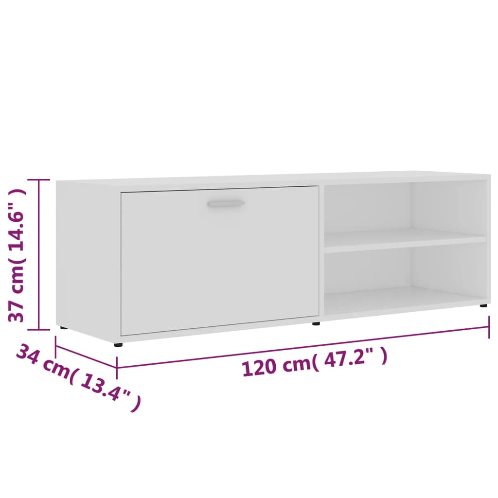 Mobile Porta TV Bianco 120x34x37 cm in Legno Multistrato - homemem39