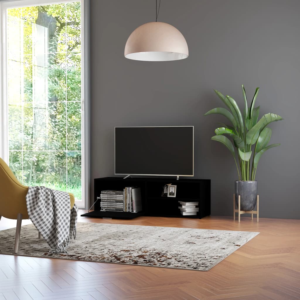 Mobile Porta TV Nero 120x34x37 cm in Legno Multistrato - homemem39