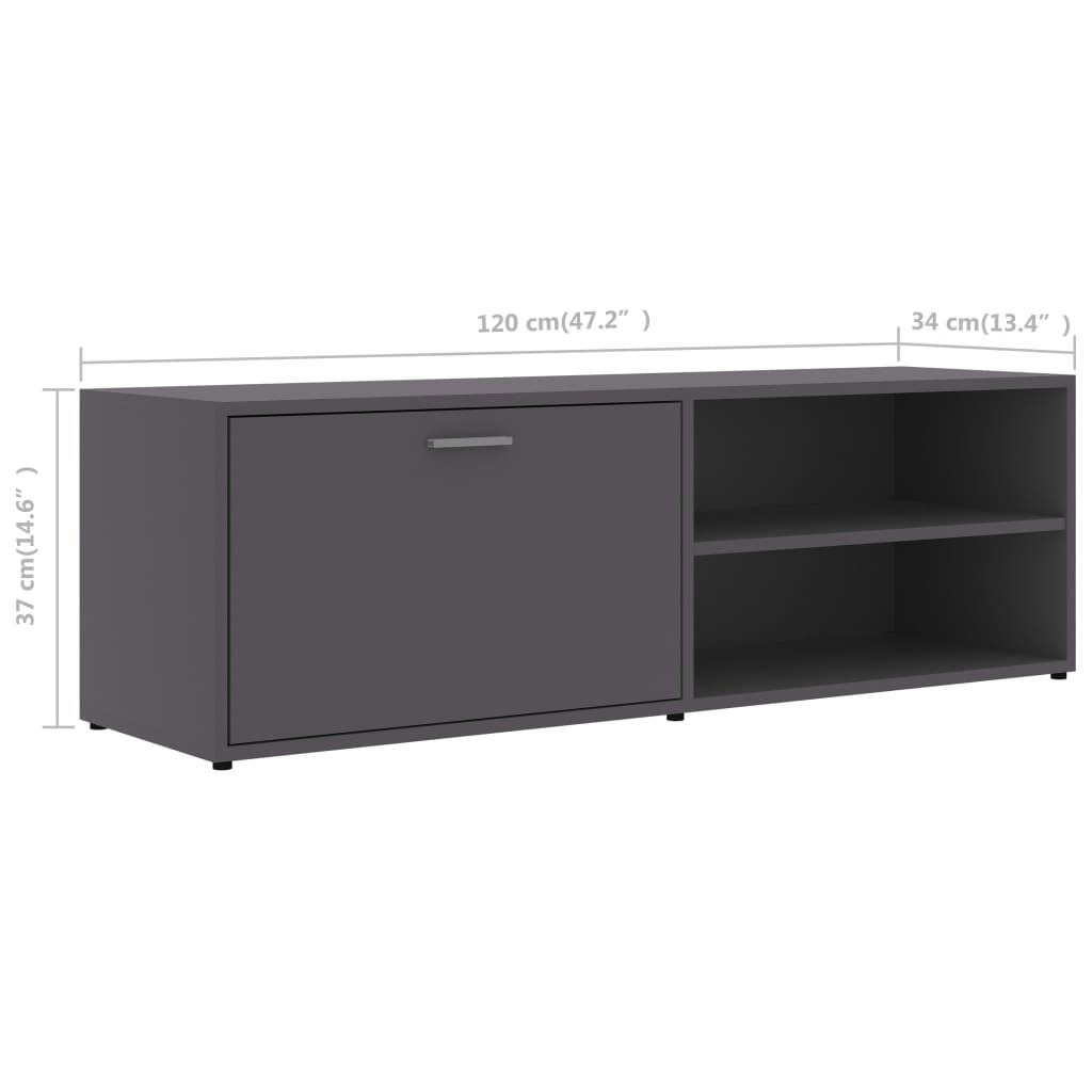 Mobile Porta TV Grigio 120x34x37 cm in Legno Multistrato - homemem39