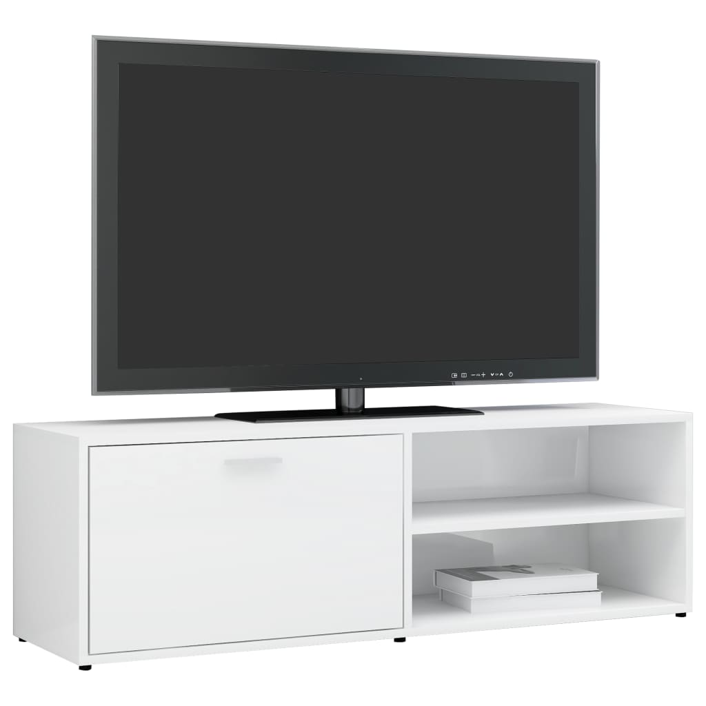 Mobile Porta TV Bianco Lucido 120x34x37 cm in Legno Multistrato - homemem39