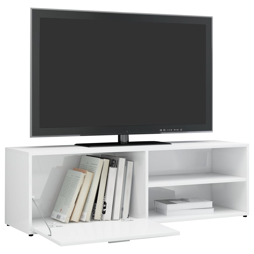 Mobile Porta TV Bianco Lucido 120x34x37 cm in Legno Multistrato - homemem39