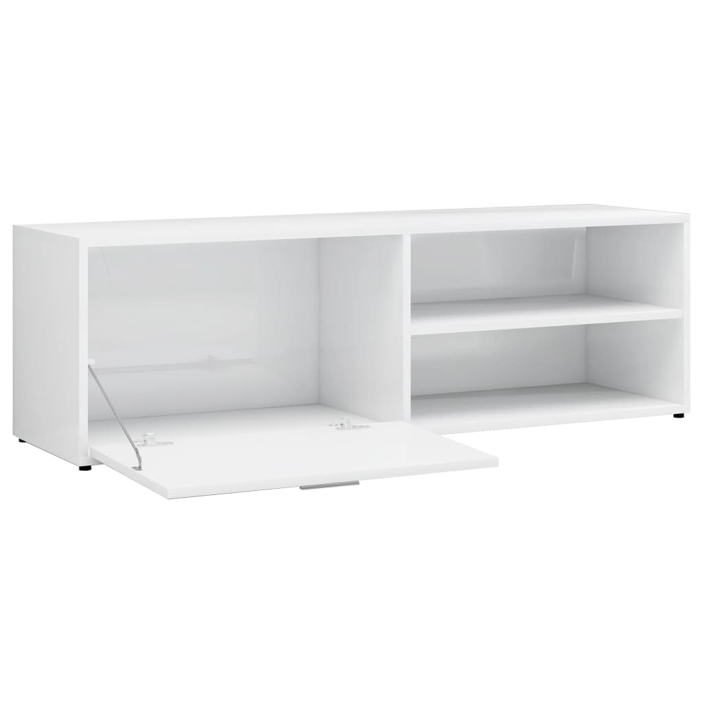 Mobile Porta TV Bianco Lucido 120x34x37 cm in Legno Multistrato - homemem39