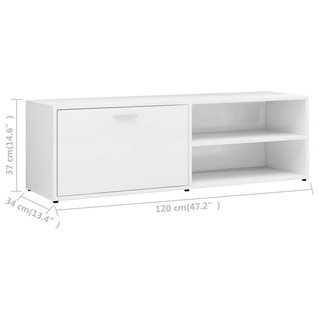 Mobile Porta TV Bianco Lucido 120x34x37 cm in Legno Multistrato - homemem39