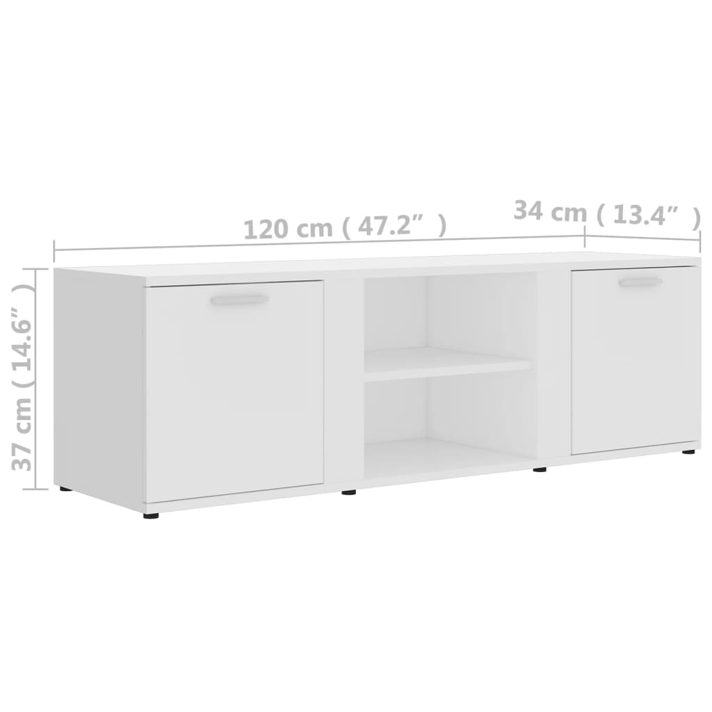 Mobile Porta TV Bianco 120x34x37 cm in Legno Multistrato - homemem39