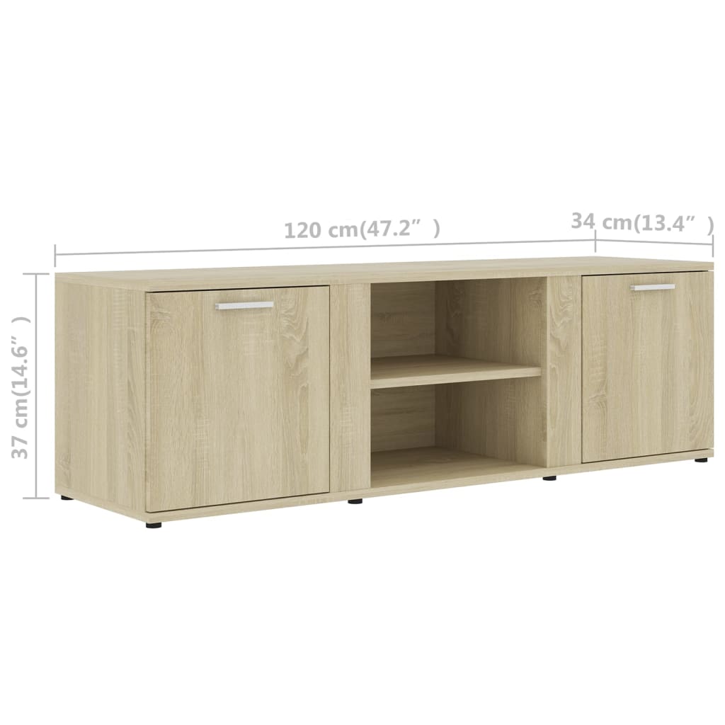 Mobile Porta TV Rovere Sonoma 120x34x37 cm in Legno Multistrato - homemem39