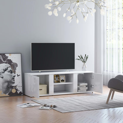 Mobile Porta TV Bianco Lucido 120x34x37 cm in Legno Multistrato - homemem39