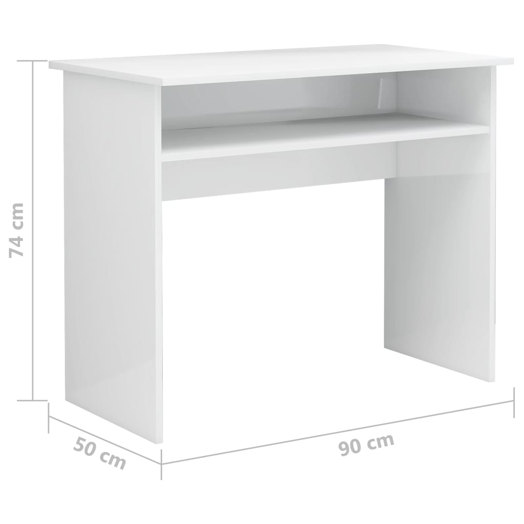 Scrivania Bianco Lucido 90x50x74 cm in Legno Multistrato - homemem39