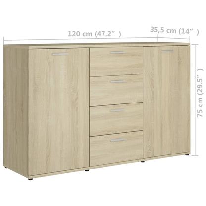 Credenza Rovere Sonoma 120x35,5x75 cm in Legno Multistrato - homemem39