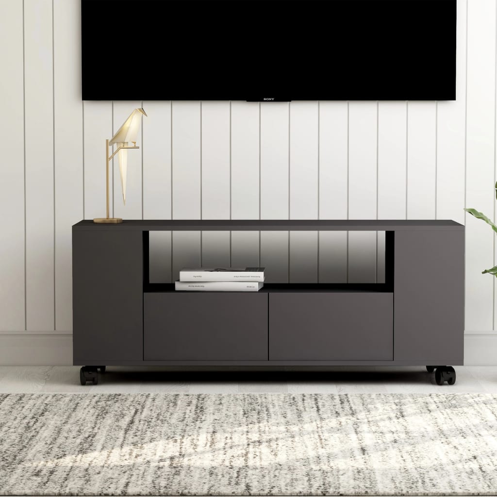 Mobile Porta TV Grigio 120x35x48 cm in Legno Multistrato - homemem39