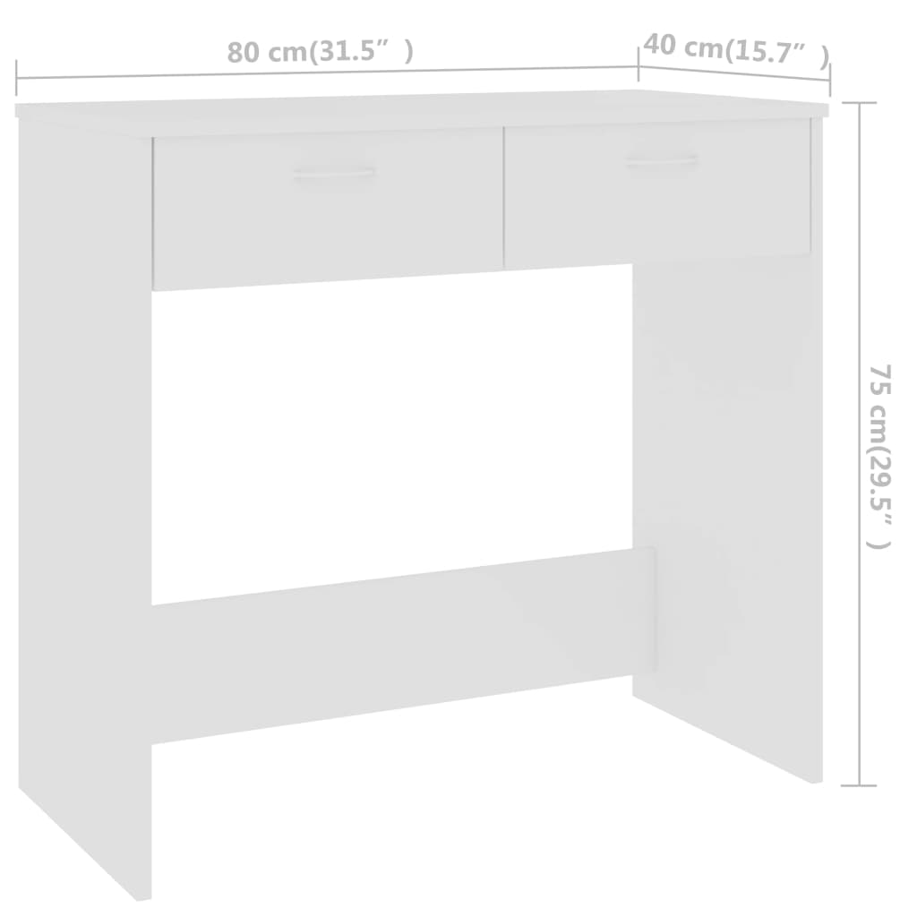 Scrivania Bianca 80x40x75 cm in Legno Multistrato - homemem39