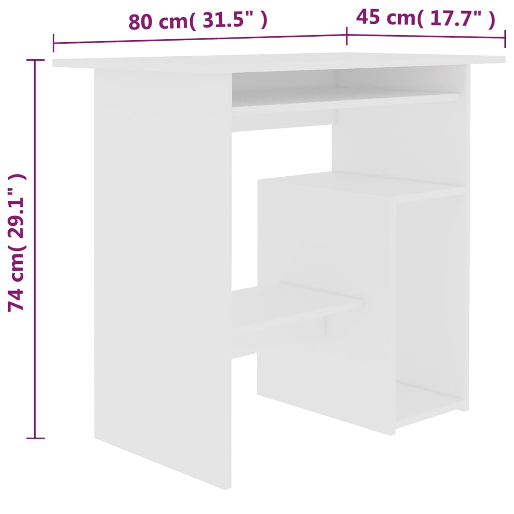 Scrivania Bianca 80x45x74 cm in Truciolato - homemem39