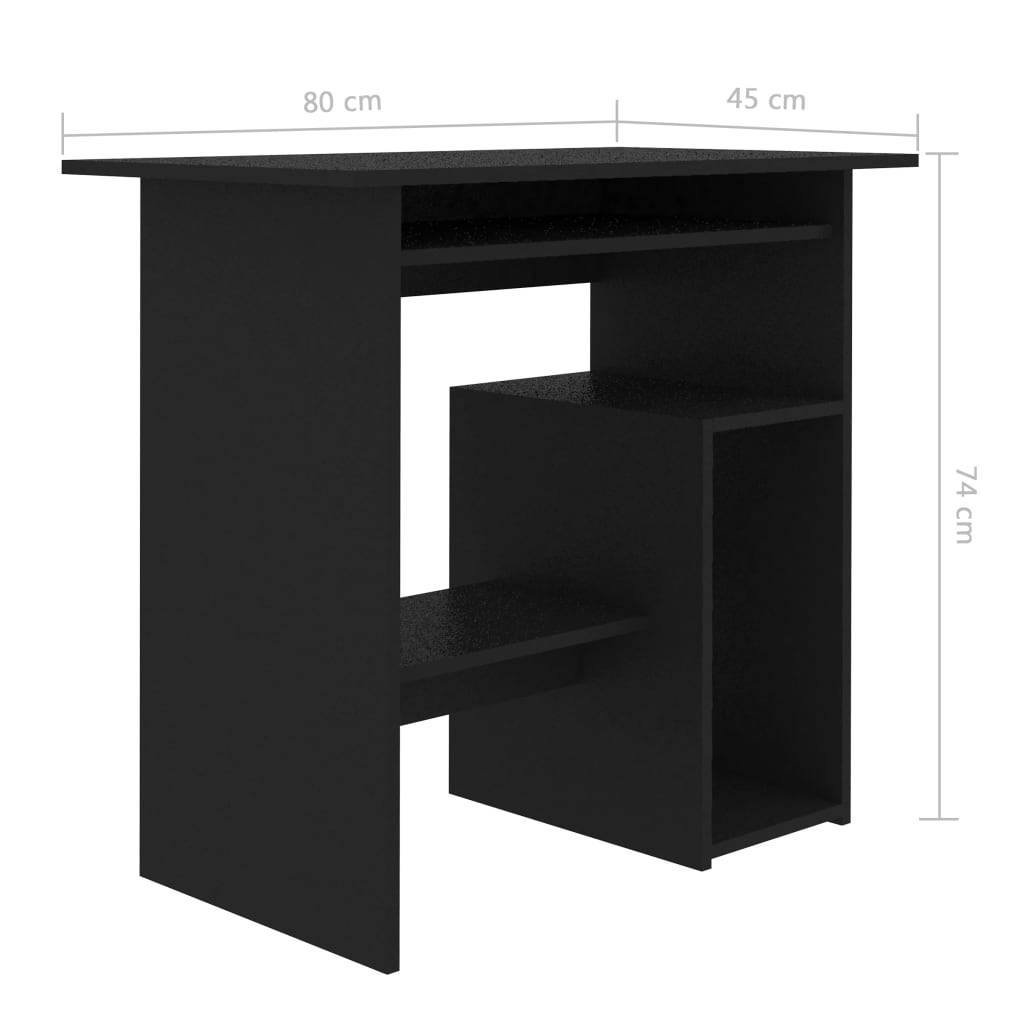 Scrivania Nera 80x45x74 cm in Legno Multistrato - homemem39