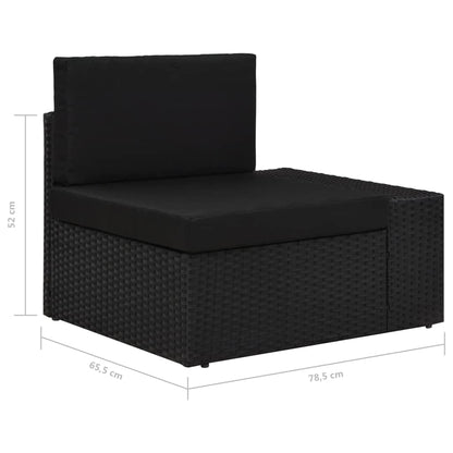 Divano ad Angolo Modulare Bracciolo Sinistro in Polyrattan Nero - homemem39