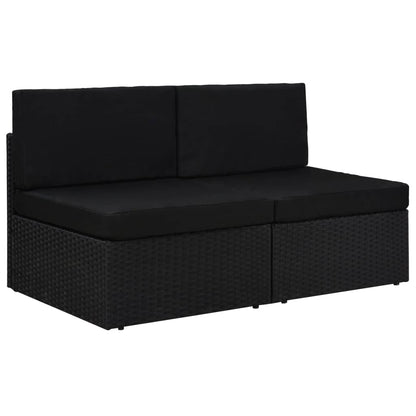 Divano Modulare a 2 Posti in Polyrattan Nero - homemem39