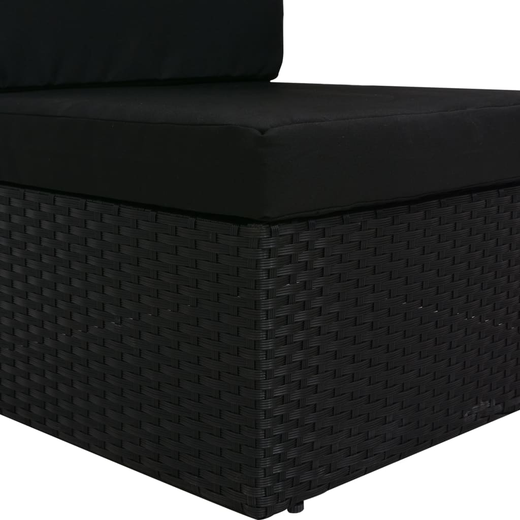 Divano Modulare a 2 Posti in Polyrattan Nero - homemem39