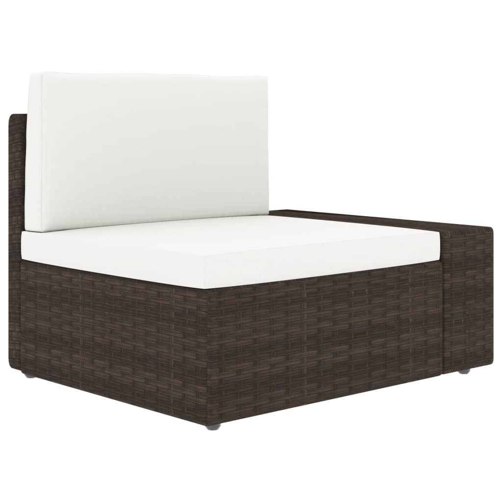 Divano ad Angolo Modulare Bracciolo Sinistro Polyrattan Marrone - homemem39