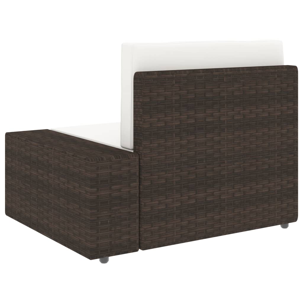 Divano ad Angolo Modulare Bracciolo Sinistro Polyrattan Marrone - homemem39